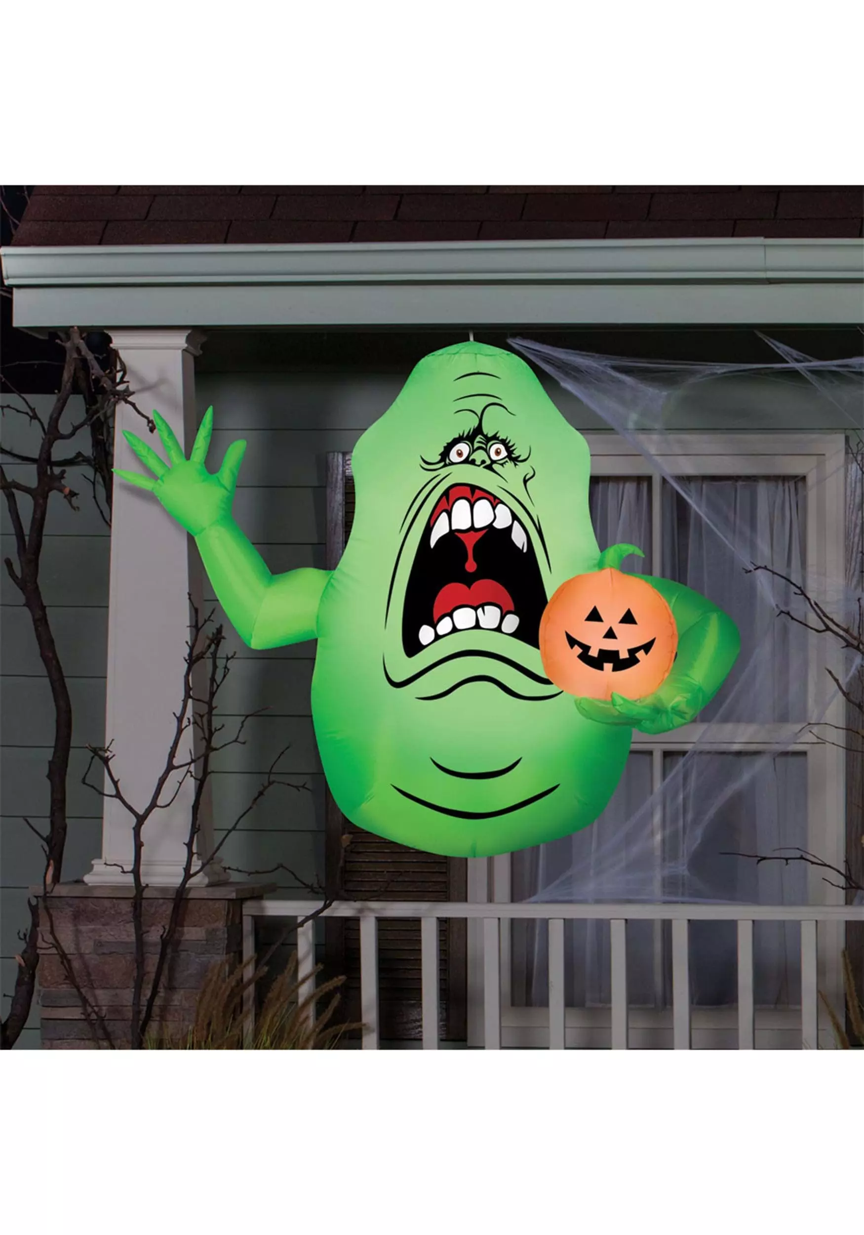 Morris Costumes 49 Inch Medium Airblown Hanging Slimer Ghost With Pumpkin Inflatable 2 Morris Costumes 49 Inch Medium Airblown Hanging Slimer Ghost With Pumpkin Inflatable - Image 2