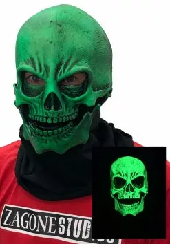 Zagone Studios UV Green Glow Skull Mask For Adults