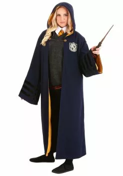 Elope Vintage Harry Potter Hogwarts Hufflepuff Robe 11 Elope Vintage Harry Potter Hogwarts Hufflepuff Robe -Scary Costumes store adult vintage harry potter hogwarts hufflepuff rob alt 2