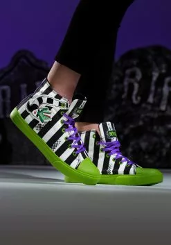 Ground Up Unisex Beetlejuice Black And White Striped Sneakers