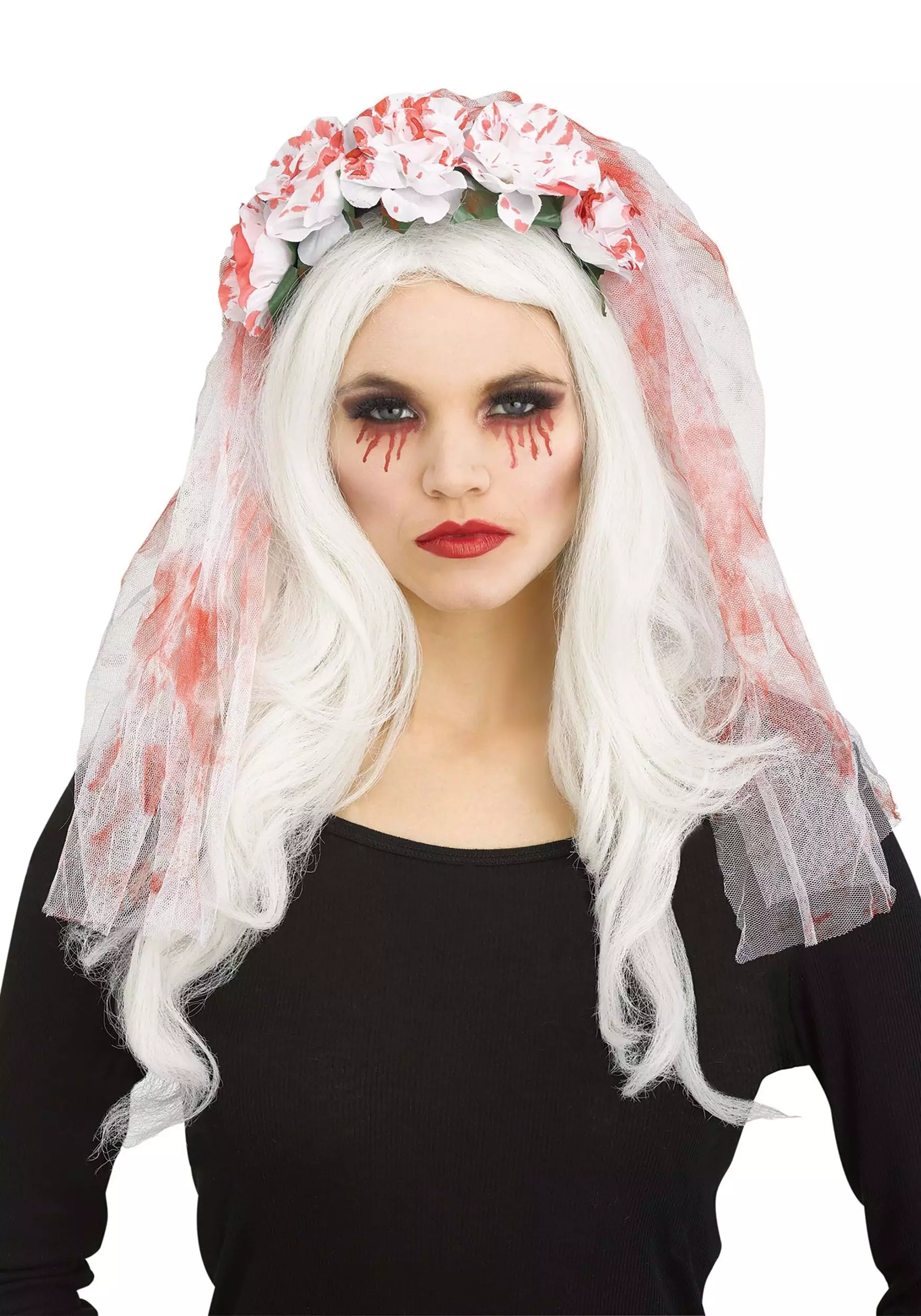 Fun World White Bloody Bridal Veil 1 Fun World White Bloody Bridal Veil