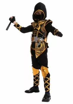 Joyin Golden Ninja Costume For Boys 9 Joyin Golden Ninja Costume For Boys -Scary Costumes store boys golden ninja costume alt 2