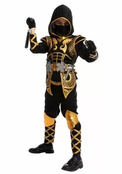 Joyin Golden Ninja Costume For Boys 10 Joyin Golden Ninja Costume For Boys -Scary Costumes store boys golden ninja costume alt 3