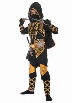 Joyin Golden Ninja Costume For Boys 11 Joyin Golden Ninja Costume For Boys -Scary Costumes store boys golden ninja costume alt 4