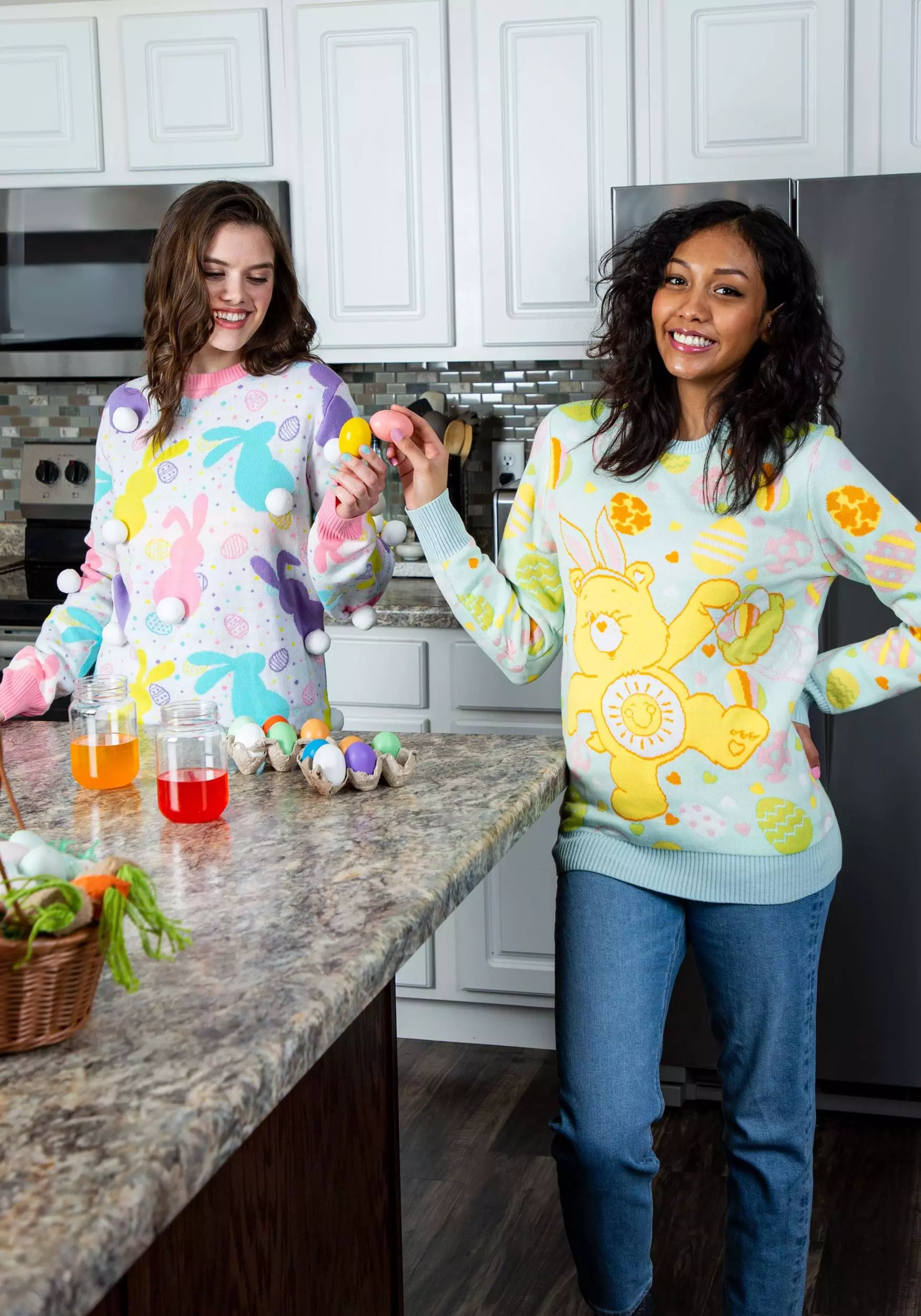 BigWan Apparel Co. Care Bears Easter Egg Hunt Ugly Sweater For Adults 2 BigWan Apparel Co. Care Bears Easter Egg Hunt Ugly Sweater For Adults - Image 2