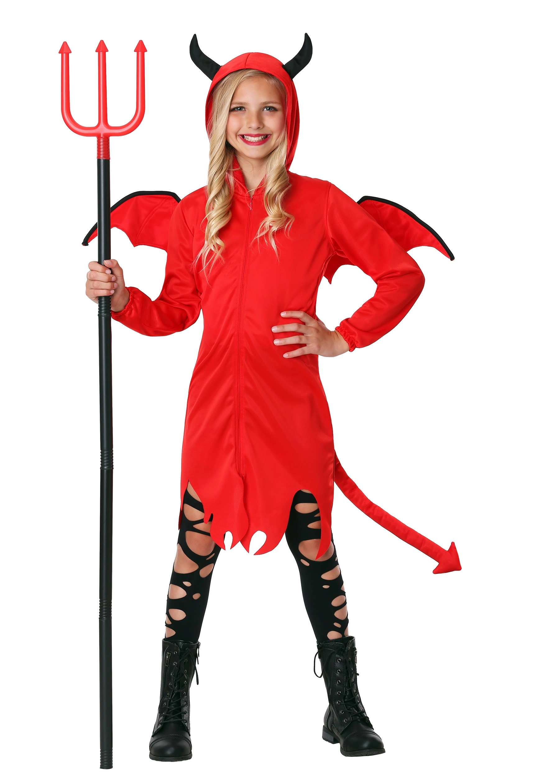 SR Trading Cute Red Hooded Devil Costume For Girls 1 SR Trading Cute Red Hooded Devil Costume For Girls