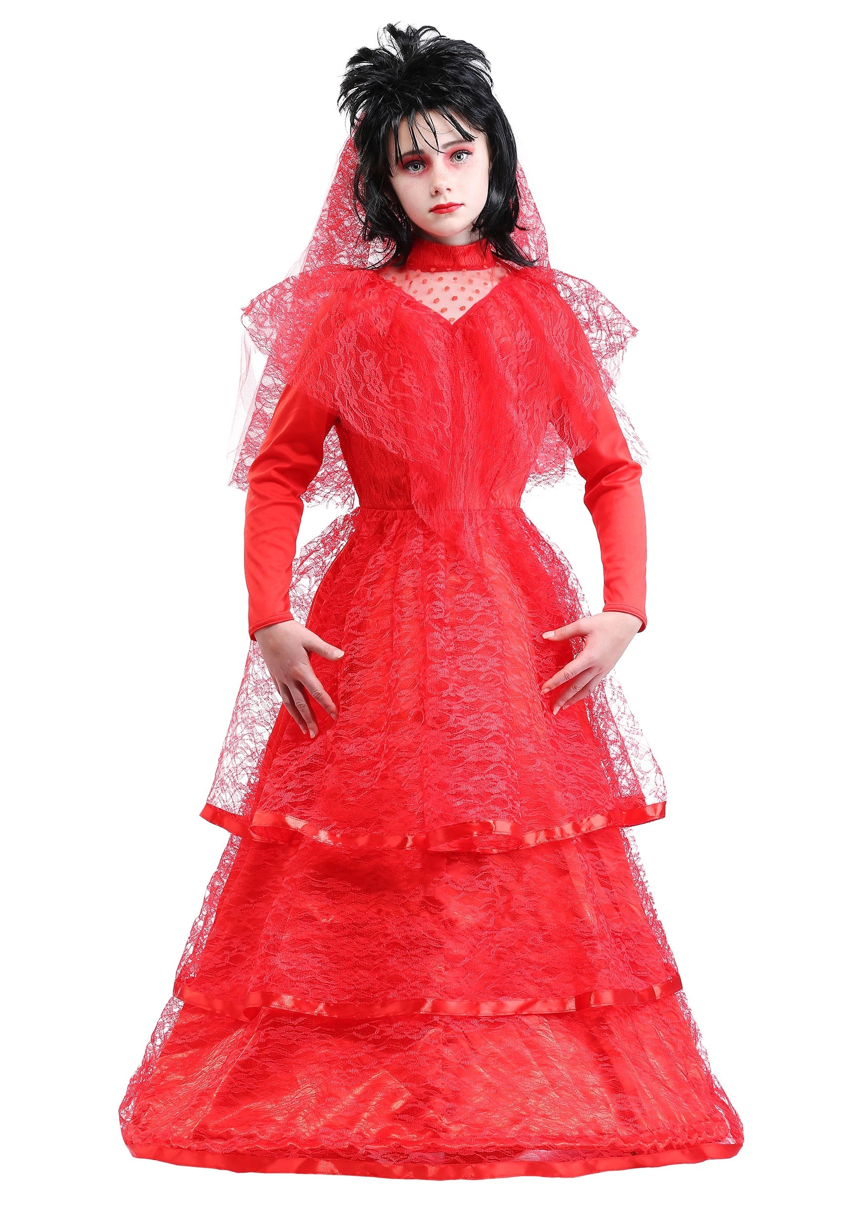 Fun Costumes Girl's Gothic Red Wedding Dress Costume 1 Fun Costumes Girl's Gothic Red Wedding Dress Costume