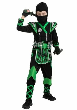 Joyin Green Ninja Costume For Kids 11 Joyin Green Ninja Costume For Kids -Scary Costumes store child green ninja costume alt 4