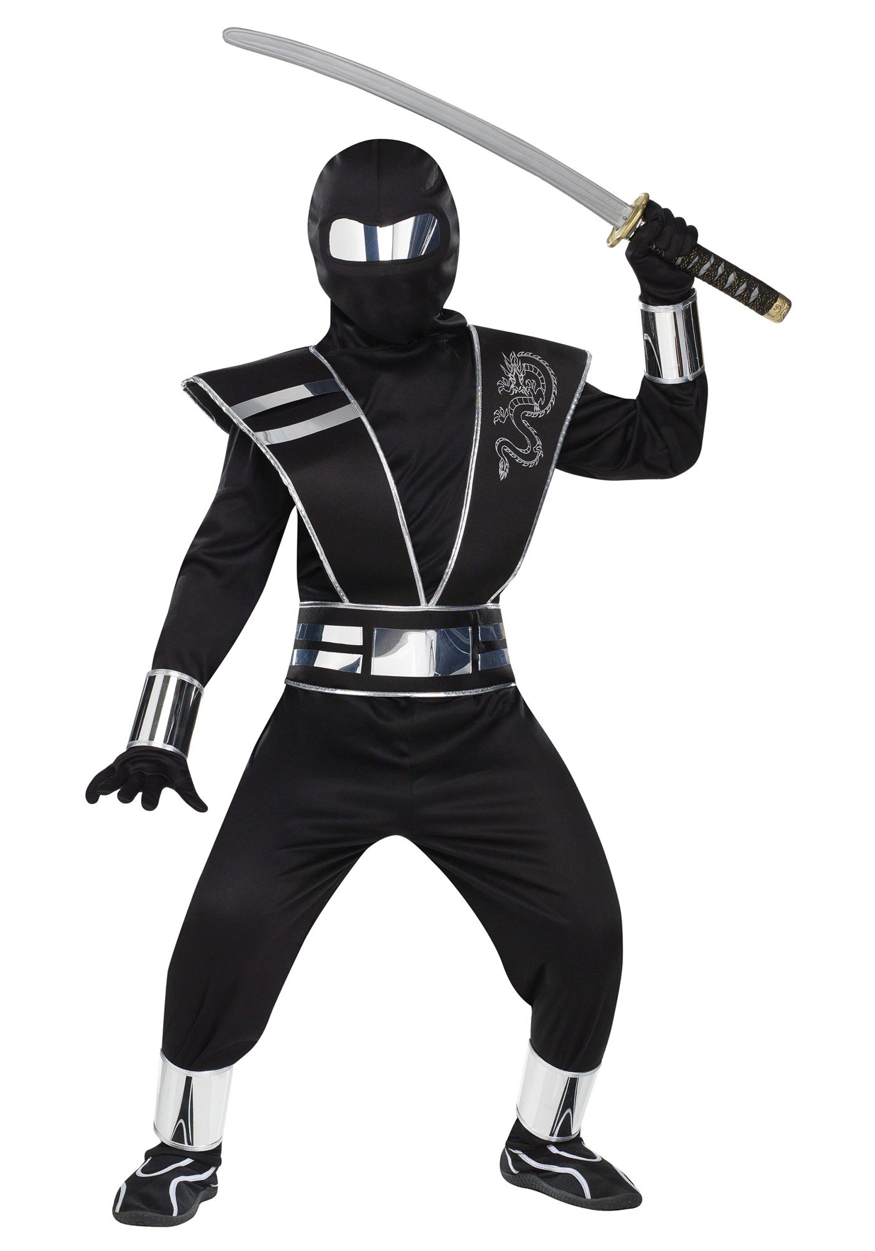 Fun World Child Silver Mirror Ninja Costume 1 Fun World Child Silver Mirror Ninja Costume
