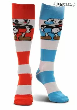 Elope Knee High Cuphead & Mugman Striped Socks
