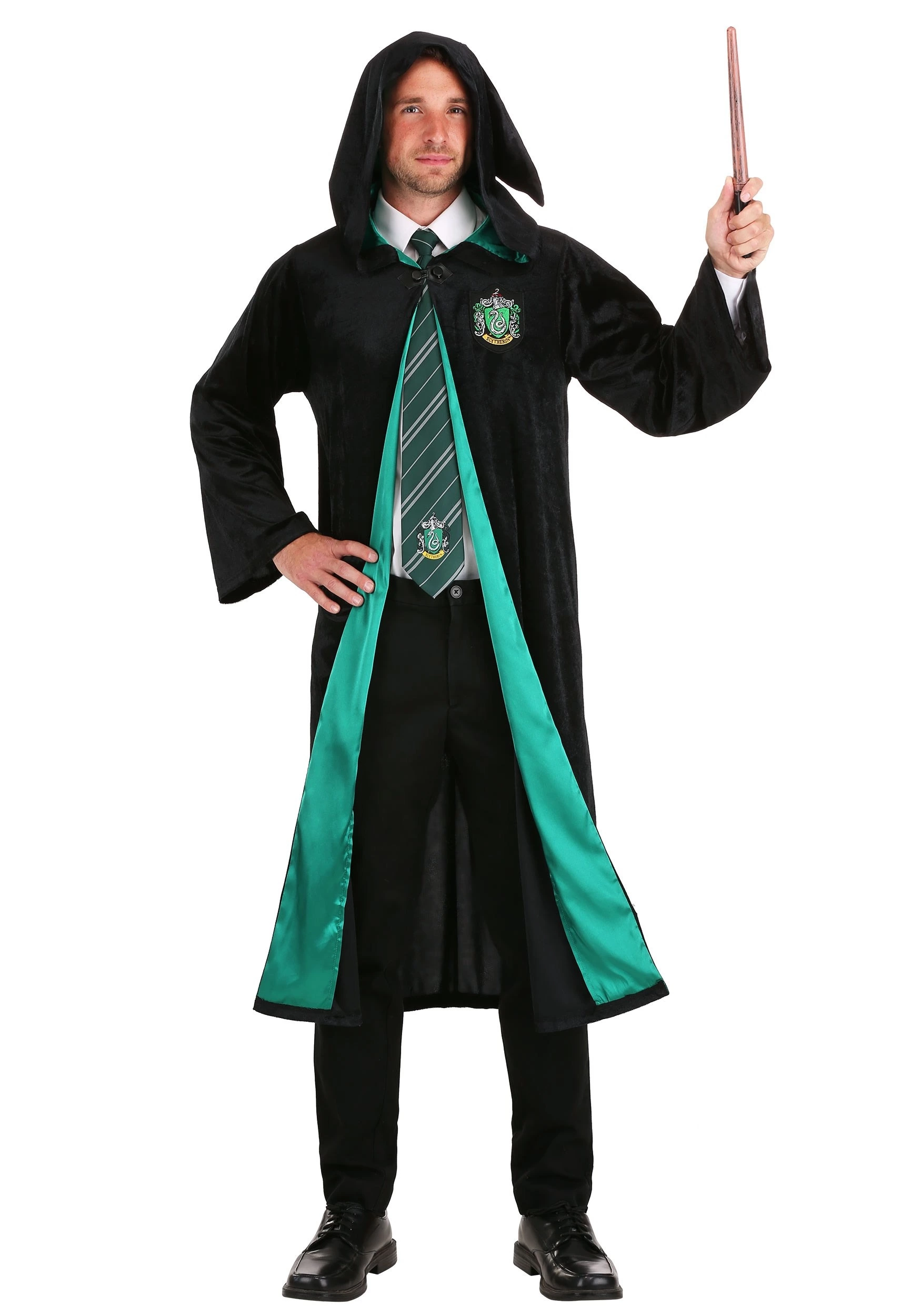 Jerry Leigh Deluxe Harry Potter Slytherin Adult Plus Size Robe Costume 2 Jerry Leigh Deluxe Harry Potter Slytherin Adult Plus Size Robe Costume - Image 2