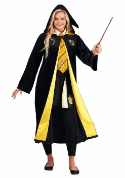 Jerry Leigh Deluxe Harry Potter Adult Plus Size Hufflepuff Robe Costume 8 Jerry Leigh Deluxe Harry Potter Adult Plus Size Hufflepuff Robe Costume -Scary Costumes store deluxe harry potter plus size adult hufflepuff robe alt2