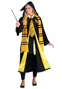 Jerry Leigh Deluxe Harry Potter Adult Plus Size Hufflepuff Robe Costume 9 Jerry Leigh Deluxe Harry Potter Adult Plus Size Hufflepuff Robe Costume -Scary Costumes store deluxe harry potter plus size adult hufflepuff robe alt3