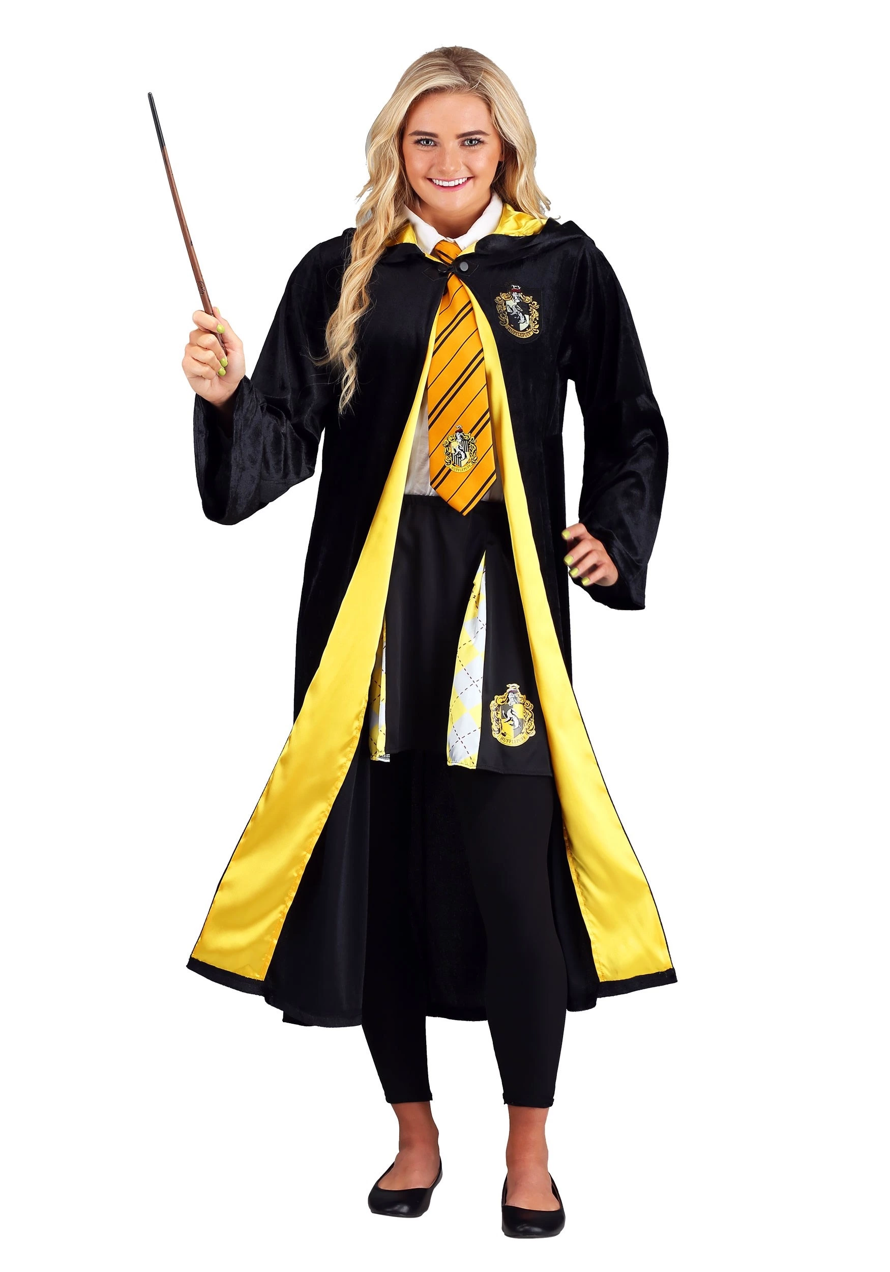 Jerry Leigh Deluxe Harry Potter Adult Plus Size Hufflepuff Robe Costume 1 Jerry Leigh Deluxe Harry Potter Adult Plus Size Hufflepuff Robe Costume