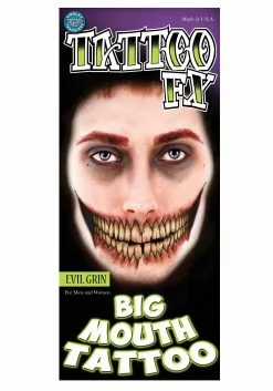 Tinsley Transfers Big Mouth Evil Grin Temporary Tattoo Kit