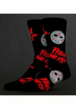 Bioworld Merchandising / Independent Sales Friday The 13th Jason Icons Black Light Crew Sock -Scary Costumes store friday the 13th icons black light crew sock alt 2