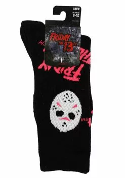 Bioworld Merchandising / Independent Sales Friday The 13th Jason Icons Black Light Crew Sock -Scary Costumes store friday the 13th icons black light crew sock alt 3