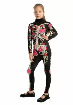 Joyin Floral Skeleton Costume For Girls 9 Joyin Floral Skeleton Costume For Girls -Scary Costumes store girls floral skeleton costume alt 2