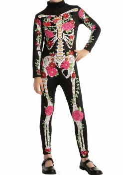 Joyin Floral Skeleton Costume For Girls 10 Joyin Floral Skeleton Costume For Girls -Scary Costumes store girls floral skeleton costume alt 3