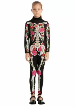 Joyin Floral Skeleton Costume For Girls 11 Joyin Floral Skeleton Costume For Girls -Scary Costumes store girls floral skeleton costume alt 4