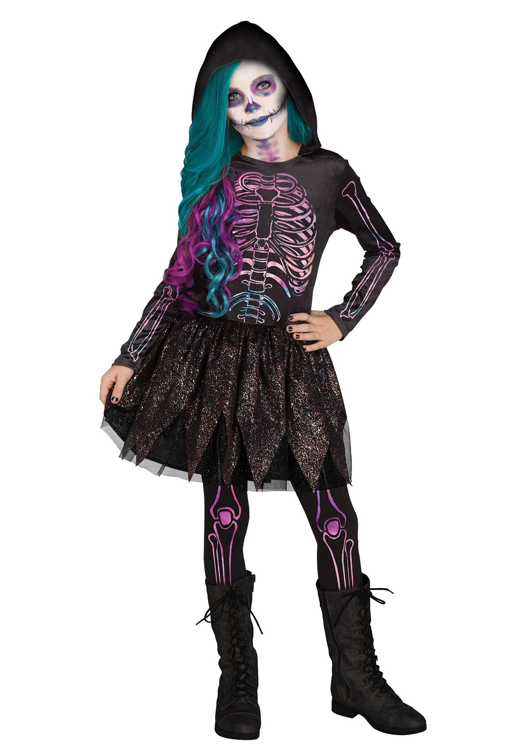 Fun World Girls Galaxy Skeleton Costume 1 Fun World Girls Galaxy Skeleton Costume
