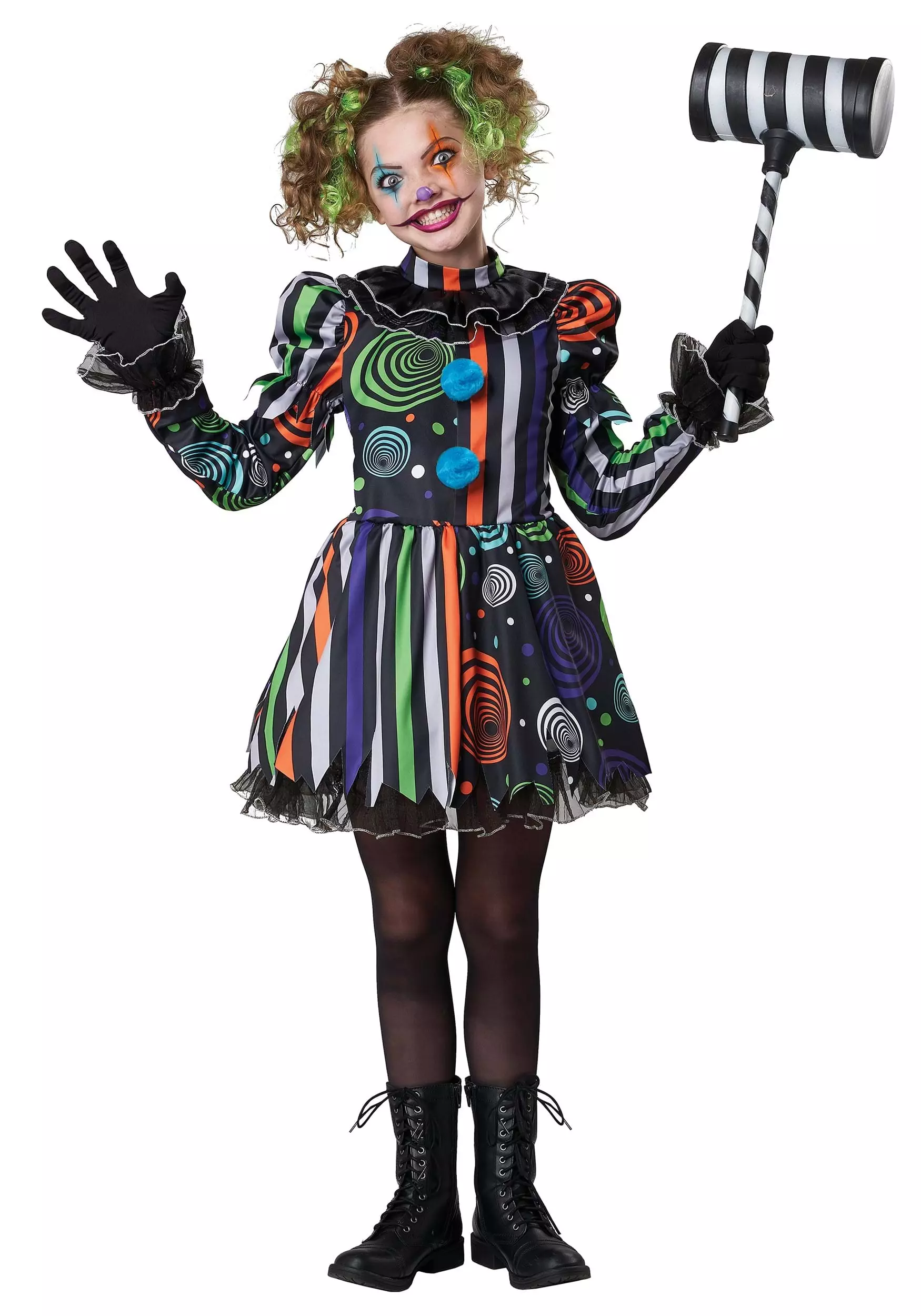 California Costume Collection Neon Nightmare Clown Costume For Girls 1 California Costume Collection Neon Nightmare Clown Costume For Girls
