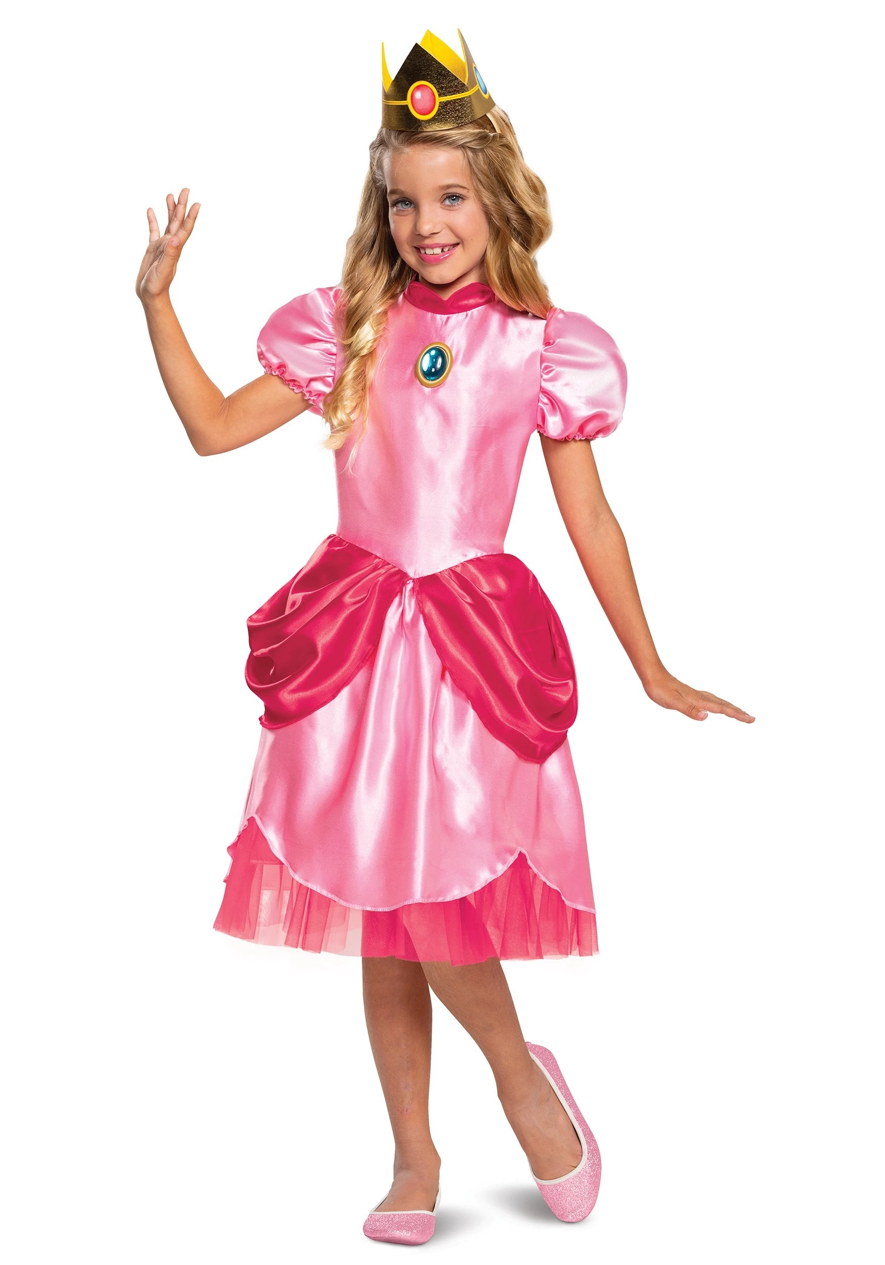Disguise Super Mario Classic Princess Peach Costume For Girls 1 Disguise Super Mario Classic Princess Peach Costume For Girls