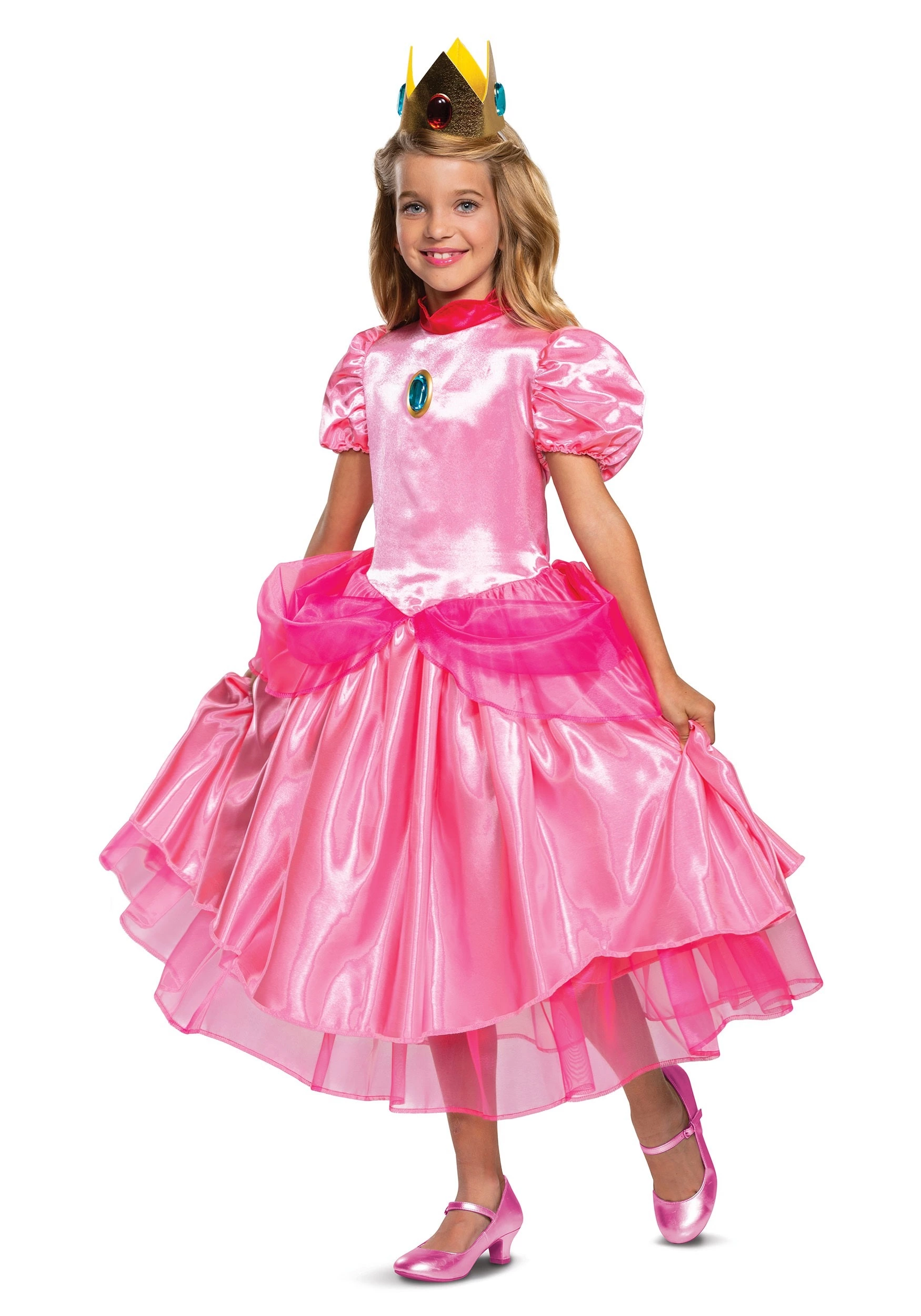 Disguise Super Mario Deluxe Princess Peach Costume For Girls 1 Disguise Super Mario Deluxe Princess Peach Costume For Girls