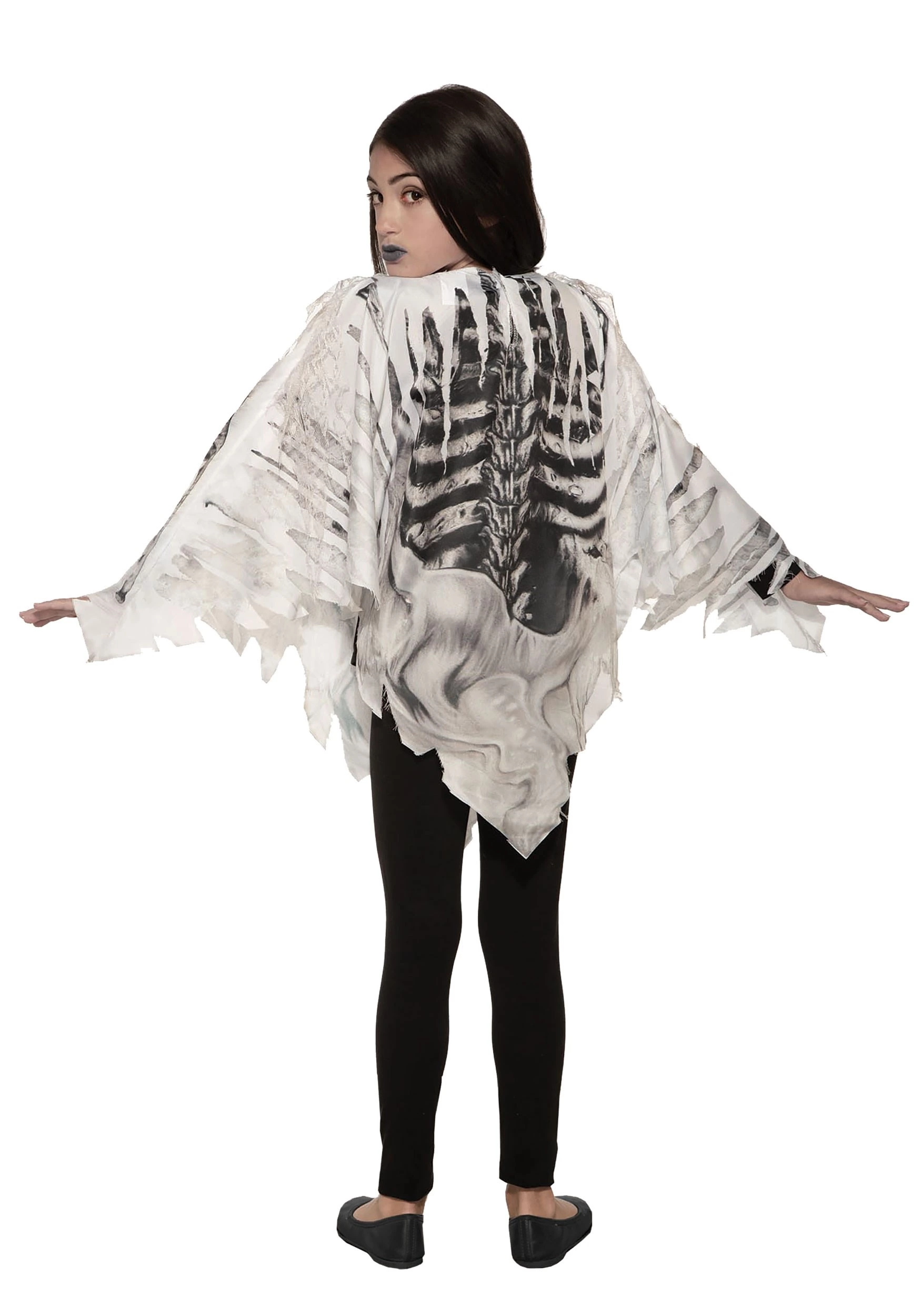 Forum Novelties, Inc Tattered Skeleton Poncho Costume For Girls 2 Forum Novelties, Inc Tattered Skeleton Poncho Costume For Girls - Image 2