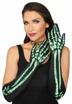 Seasons (HK) Ltd. Elbow Length Glow In The Dark Skeleton Gloves