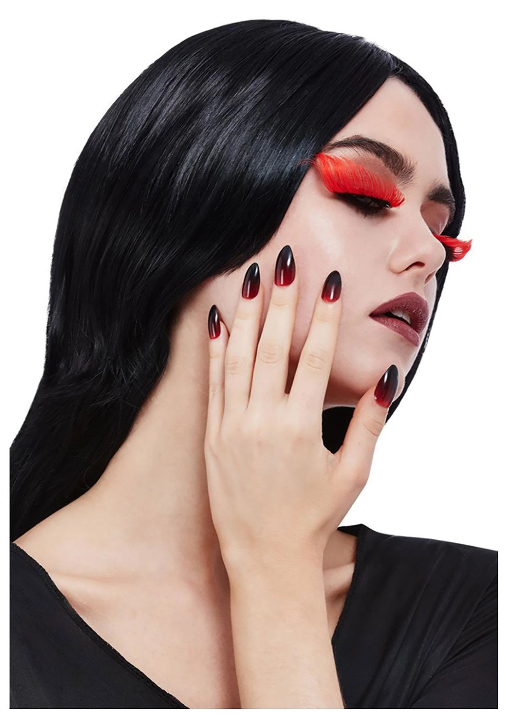 Smiffys Gothic Red & Black Eyelash And Nail Set 1 Smiffys Gothic Red & Black Eyelash And Nail Set