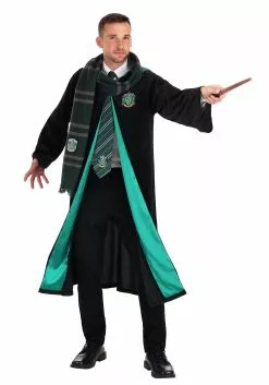 Jerry Leigh Harry Potter Deluxe Slytherin Robe Costume For Adults -Scary Costumes store harry potter adult deluxe slytherin robe alt 3
