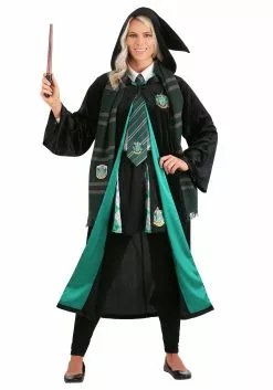 Jerry Leigh Harry Potter Deluxe Slytherin Robe Costume For Adults -Scary Costumes store harry potter adult deluxe slytherin robe alt 6