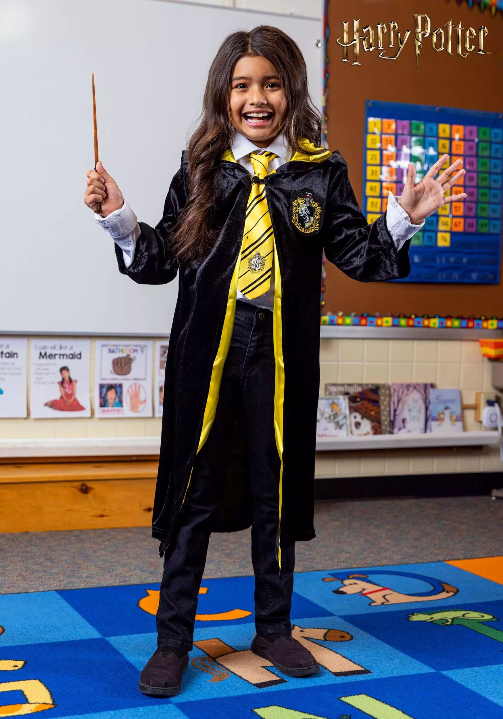 Jerry Leigh Harry Potter Kids Deluxe Hufflepuff Robe Costume 1 Jerry Leigh Harry Potter Kids Deluxe Hufflepuff Robe Costume