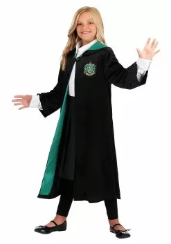 Jerry Leigh Harry Potter Kids Deluxe Slytherin Robe Costume 11 Jerry Leigh Harry Potter Kids Deluxe Slytherin Robe Costume -Scary Costumes store harry potter child deluxe slytherin robe costume