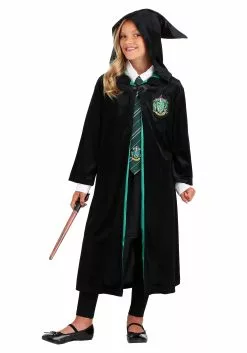 Jerry Leigh Harry Potter Kids Deluxe Slytherin Robe Costume 9 Jerry Leigh Harry Potter Kids Deluxe Slytherin Robe Costume -Scary Costumes store harry potter child deluxe slytherin robe2
