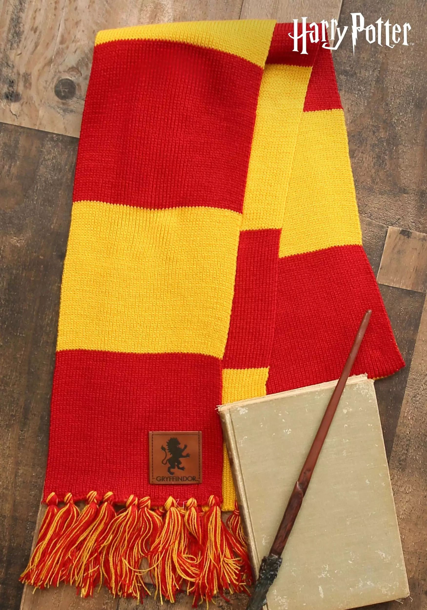 Elope Gryffindor Patch Striped Harry Potter Scarf 1 Elope Gryffindor Patch Striped Harry Potter Scarf