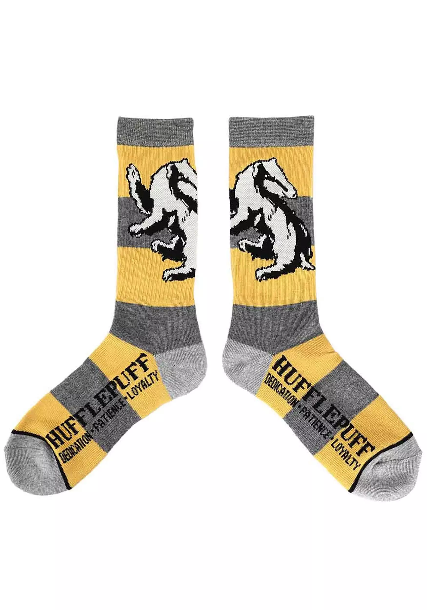 Bioworld Merchandising / Independent Sales Hufflepuff Harry Potter Rugby Stripe Crew Socks 2 Bioworld Merchandising / Independent Sales Hufflepuff Harry Potter Rugby Stripe Crew Socks - Image 2
