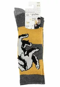 Bioworld Merchandising / Independent Sales Hufflepuff Harry Potter Rugby Stripe Crew Socks 5 Bioworld Merchandising / Independent Sales Hufflepuff Harry Potter Rugby Stripe Crew Socks -Scary Costumes store harry potter hufflepuff rugby stripe crew socks alt 2