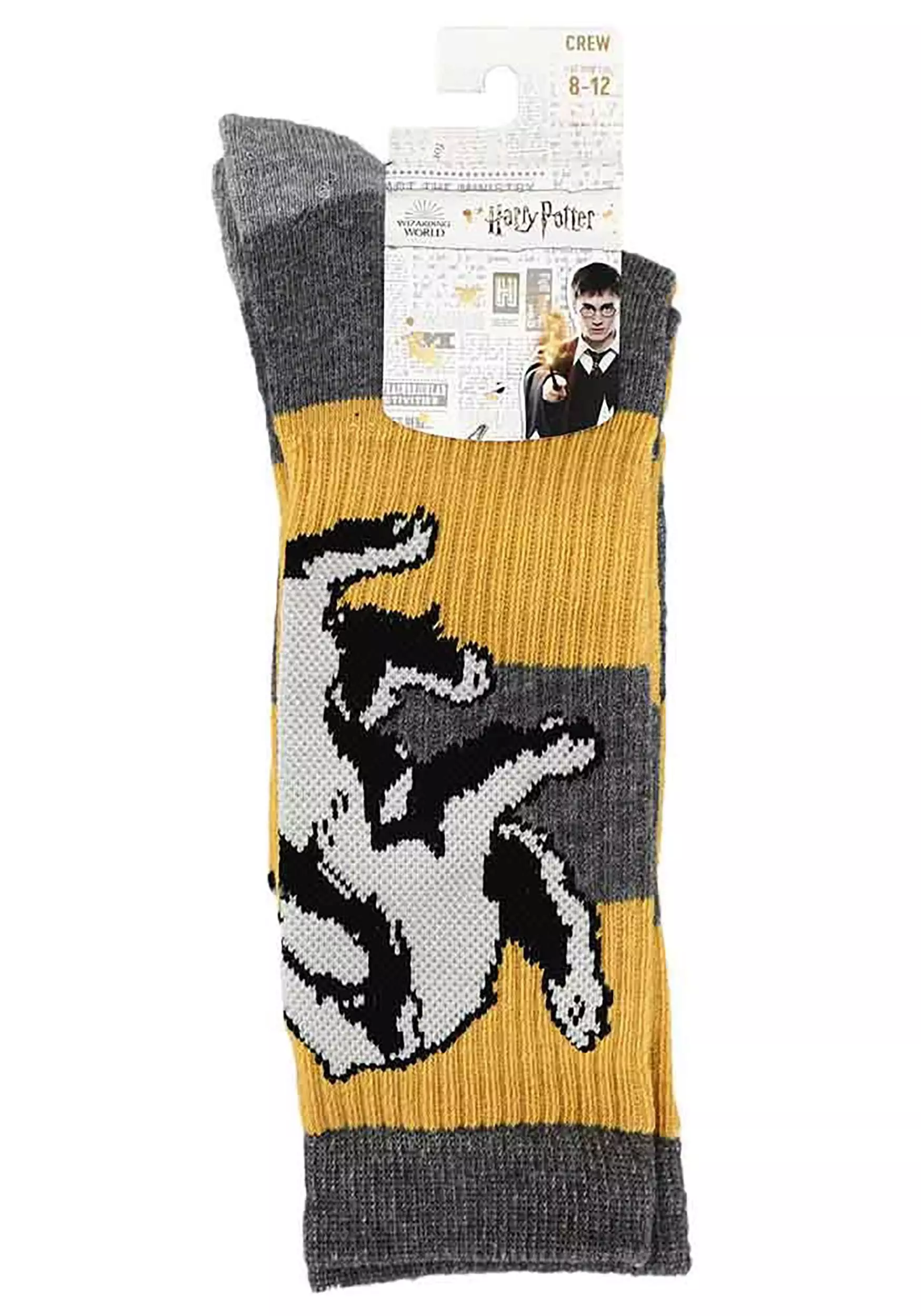Bioworld Merchandising / Independent Sales Hufflepuff Harry Potter Rugby Stripe Crew Socks 3 Bioworld Merchandising / Independent Sales Hufflepuff Harry Potter Rugby Stripe Crew Socks - Image 3