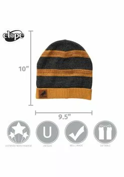 Elope Hufflepuff Heathered Knit Warm Beanie 5 Elope Hufflepuff Heathered Knit Warm Beanie -Scary Costumes store hufflepuff heathered knit beanie alt 2