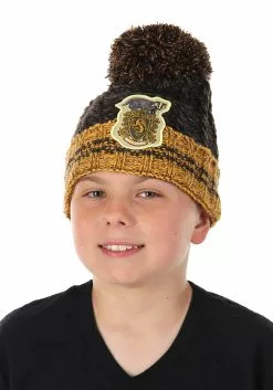 Elope Hufflepuff Heathered Pom Warm Beanie -Scary Costumes store hufflepuff heathered pom beanie alt 2