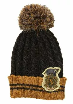 Elope Hufflepuff Heathered Pom Warm Beanie -Scary Costumes store hufflepuff heathered pom beanie alt 3