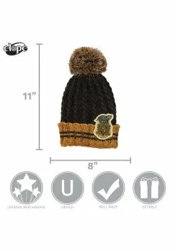 Elope Hufflepuff Heathered Pom Warm Beanie -Scary Costumes store hufflepuff heathered pom beanie alt 5