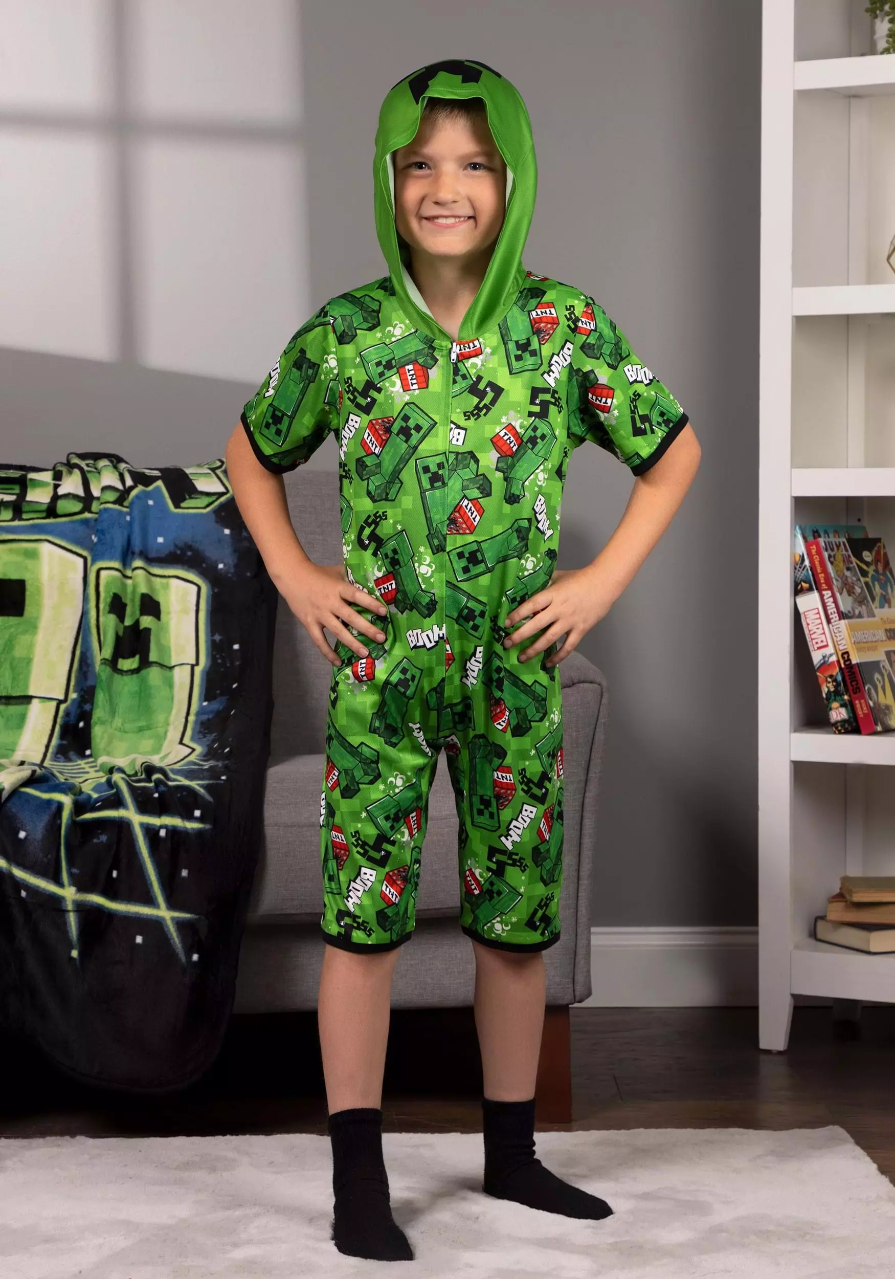 AME Sleepwear Minecraft Creeper Romper For Kids 2 AME Sleepwear Minecraft Creeper Romper For Kids - Image 2