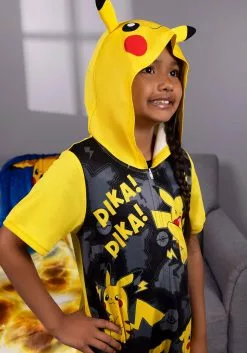 AME Sleepwear Pikachu Romper For Kids 7 AME Sleepwear Pikachu Romper For Kids -Scary Costumes store kids pikachu romper alt 3