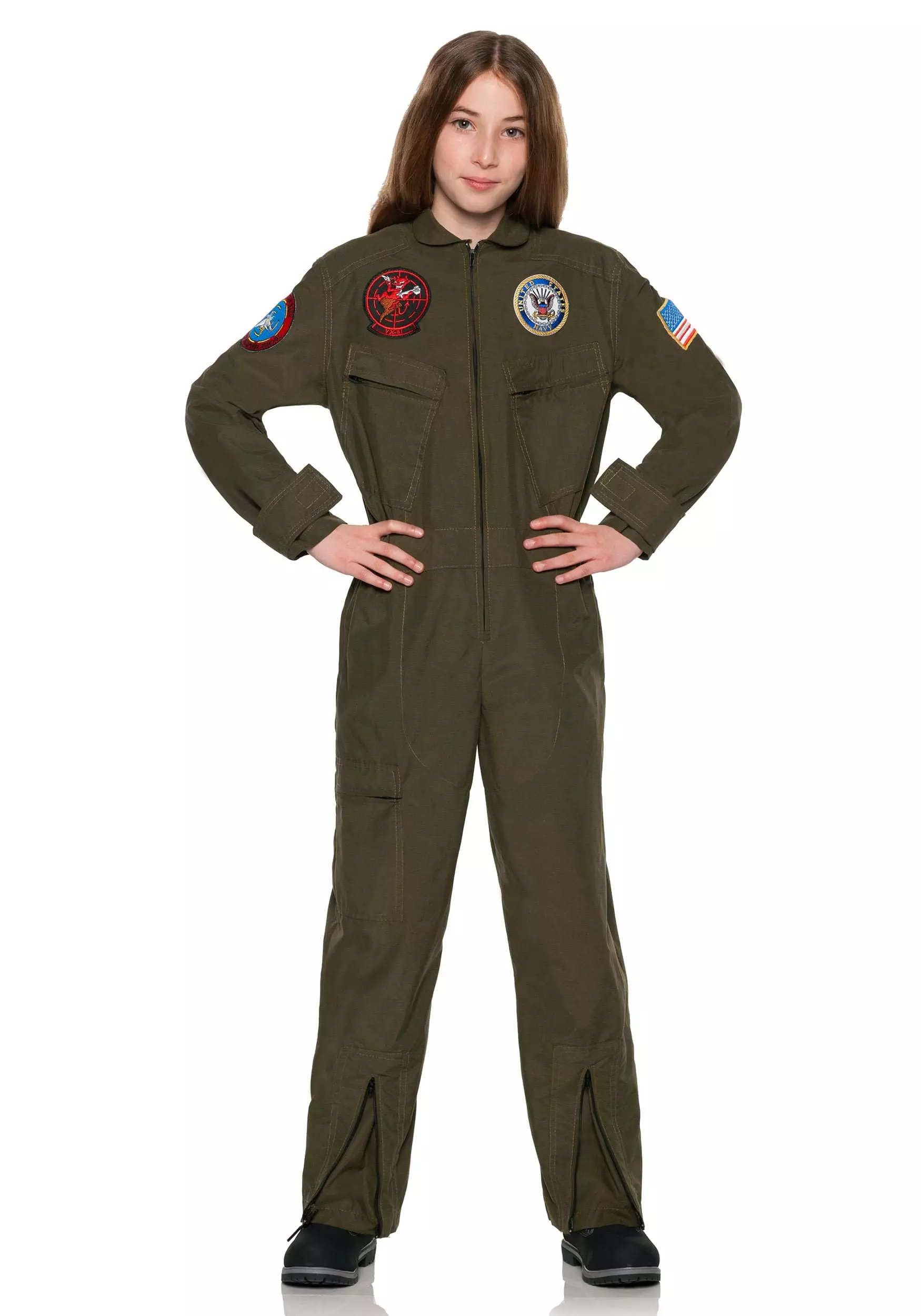 Underwraps US Navy Top Gun Jumpsuit Costume For Kids 2 Underwraps US Navy Top Gun Jumpsuit Costume For Kids - Image 2