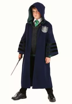 Elope Harry Potter Vintage Slytherin Robe For Children -Scary Costumes store kids vintage hogwarts slytherin robe alt 8