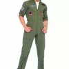 LEG AVENUE Men's Top Gun Flight Suit Costume