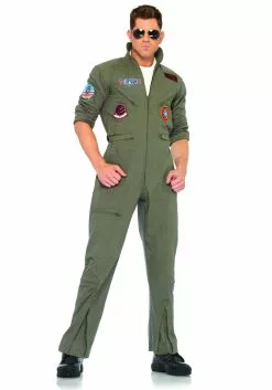 LEG AVENUE Men's Top Gun Flight Suit Costume